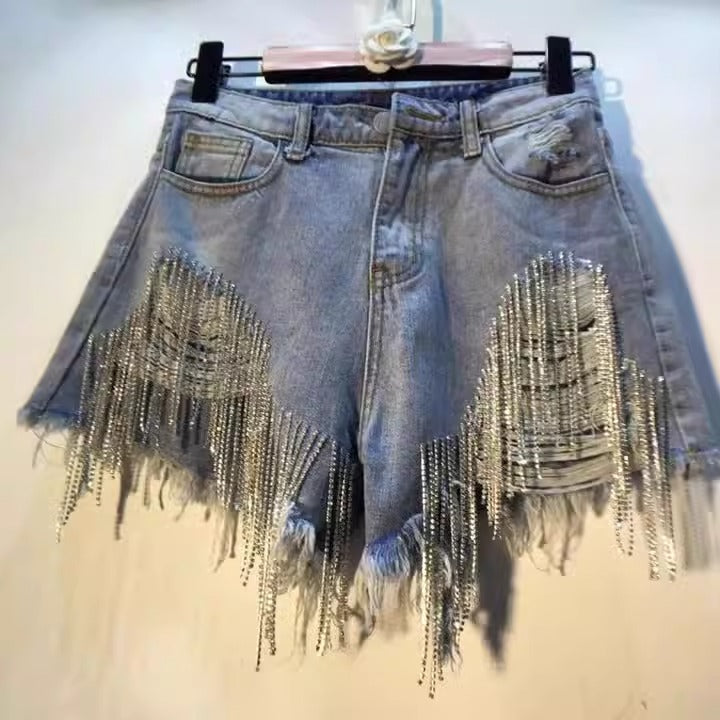 Hotpants Strand Shorts mit auffälligen Strass für Damen eyecatcher