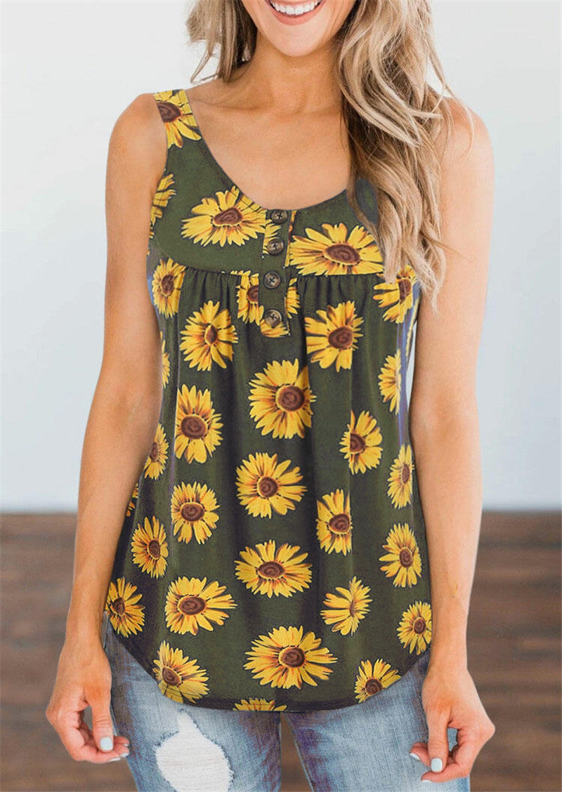 Frauen Ärmelloses Tank Top Sonnenblume T-Shirt