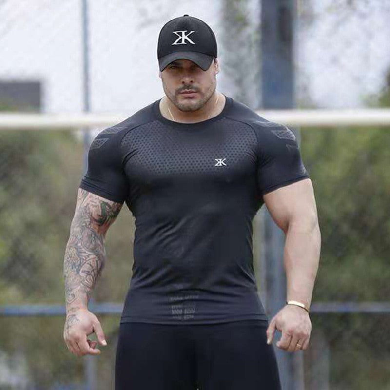 Compression Quick dry T-shirt Men Running Sport Skinny Shirt