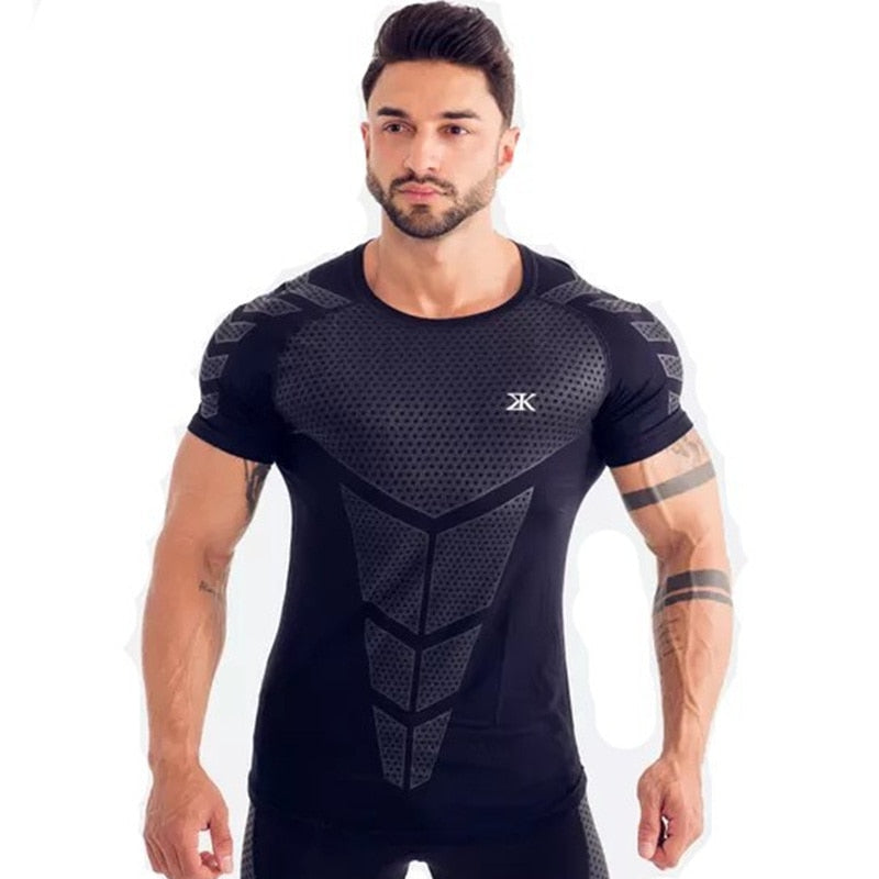 Compression Quick dry T-shirt Men Running Sport Skinny Shirt