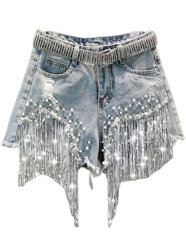 Edle Damen Frauen Hotpants Pants Shorts mit Strass